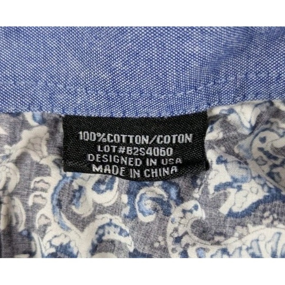 Rock-N-Roll Cowboy Mens Western Pearl Snap Large Blue Paisley‎  2 Pocket - Picture 9 of 10